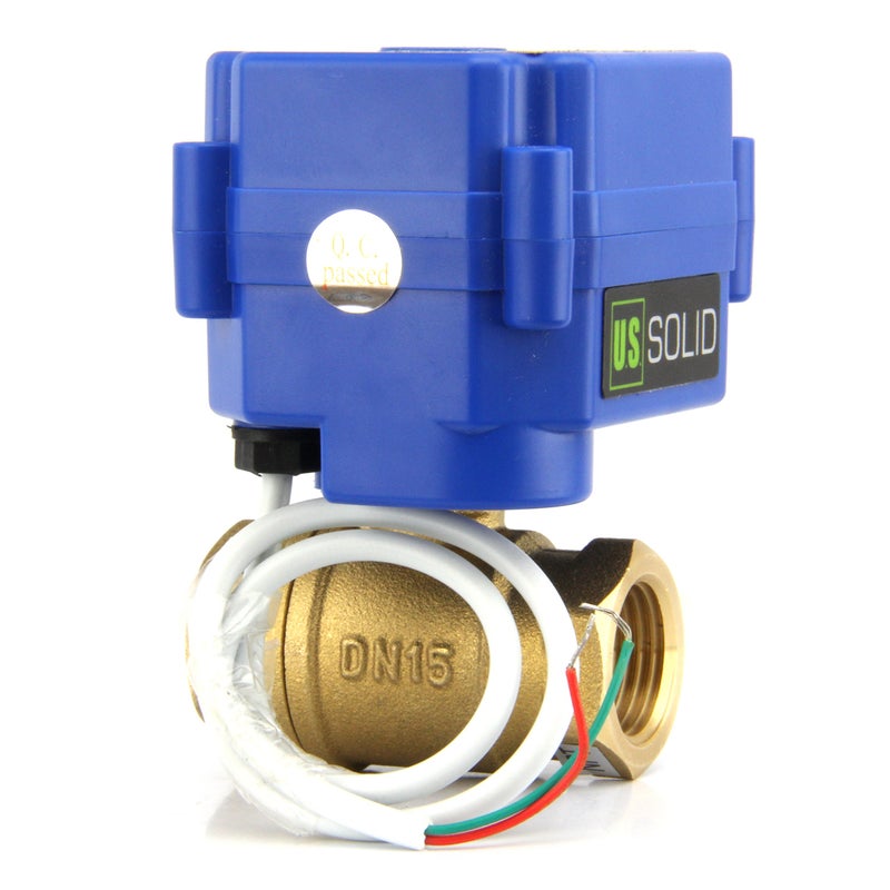 U.S. Solid Motorized Ball Valve- 1/2" Brass Ball Valve with Full Port, 9-24V AC/DC and 2 Wire Auto Return Setup - Image 3